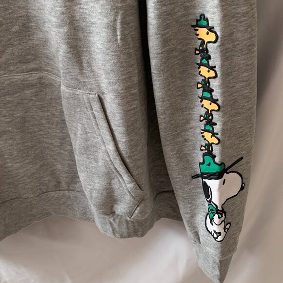 PEANUTS Snoopy Camp Scouts Fleece Lined Hoodie in Heather Grey Sz LARGE - Picture 3 of 5